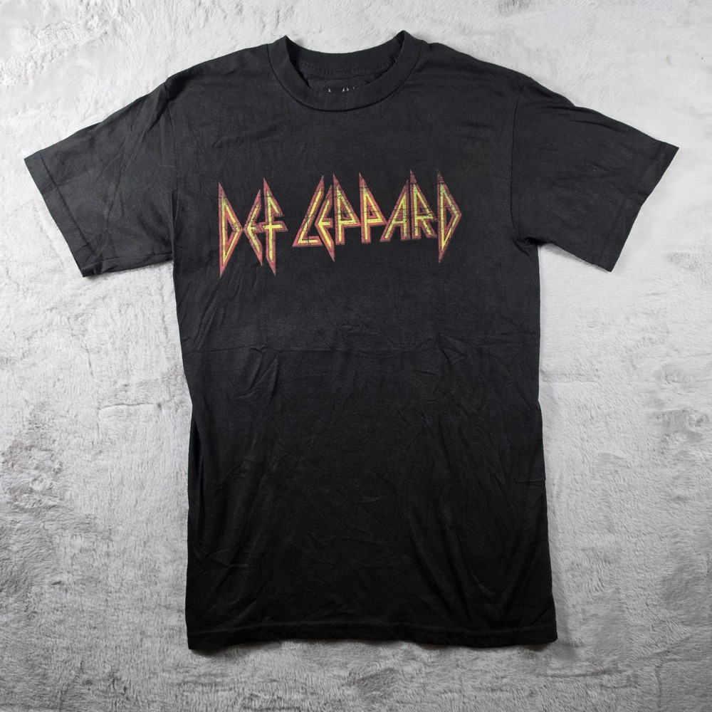 Def Leppard Graphic T-Shirt Mens Small Black Rock Band Logo Tee 2020